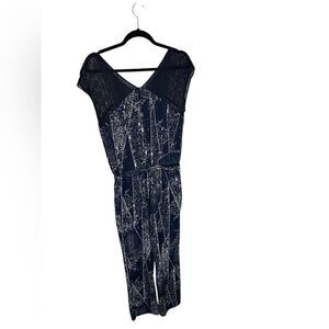 Navy and White Patterned Jumpsuit